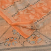Sanskriti Vintage Sarees Orange Pure Crepe Silk Printed Sari 5+yd Craft Sustainable Fabric