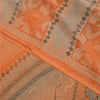 Sanskriti Vintage Sarees Orange Pure Crepe Silk Printed Sari 5+yd Craft Sustainable Fabric