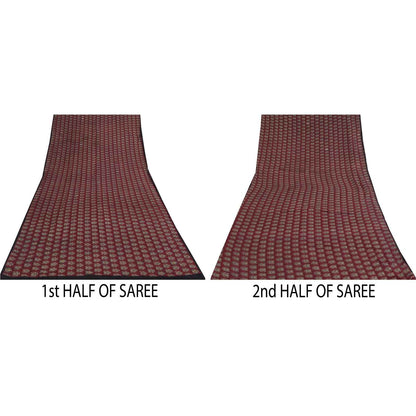 Sanskriti Vintage Sarees Red Embroidered Pure Crepe Print Sari 5+yd Craft Fabric