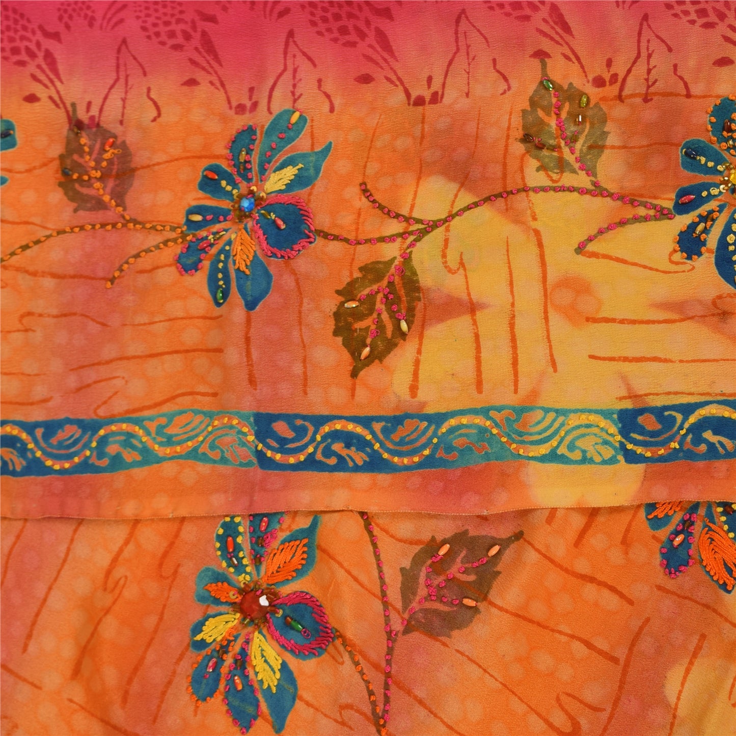 Санскритские винтажные сари ручной работы из чистого крепированного шелка сари 5+ ярдов ткань для рукоделия из экологически чистой ткани