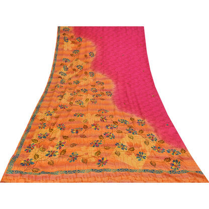 Санскритские винтажные сари ручной работы из чистого крепированного шелка сари 5+ ярдов ткань для рукоделия из экологически чистой ткани