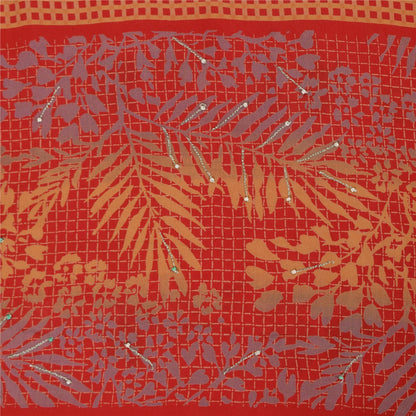 Sanskriti Vintage Sarees Pure Crepe Hand Beaded Tie-Dye Printed Sari 5+yd Sustainable Fabric