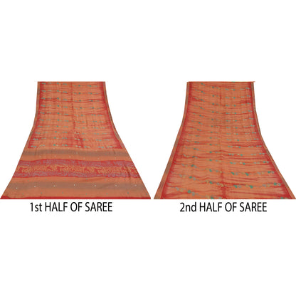 Sanskriti Vintage Sarees Pure Crepe Hand Beaded Tie-Dye Printed Sari 5+yd Sustainable Fabric