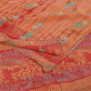 Sanskriti Vintage Sarees Pure Crepe Hand Beaded Tie-Dye Printed Sari 5+yd Sustainable Fabric