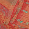 Sanskriti Vintage Sarees Pure Crepe Hand Beaded Tie-Dye Printed Sari 5+yd Sustainable Fabric