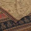 Sanskriti Vintage Sarees Brown Hand Beaded Pure Crepe Printed Sari 5+yd Fabric