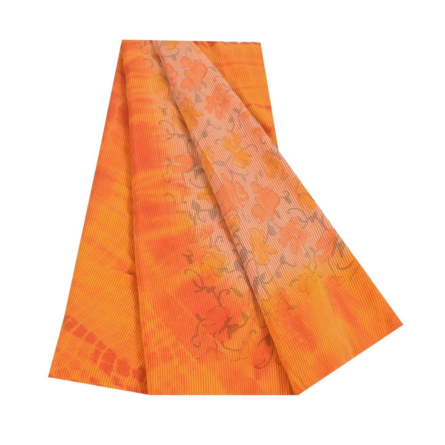 Sanskriti Vintage Sarees Pink & Orange Tie-Dye Pure Crepe Print Sari 5+yd Sustainable Fabric