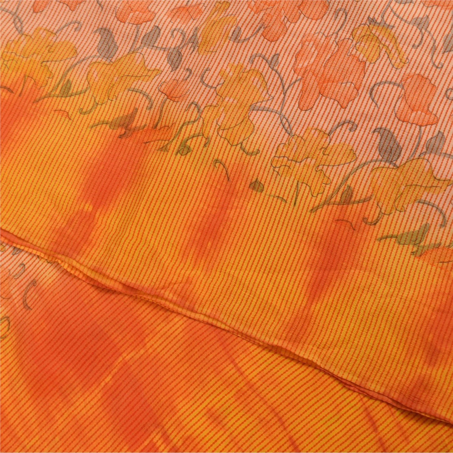 Sanskriti Vintage Sarees Pink & Orange Tie-Dye Pure Crepe Print Sari 5+yd Sustainable Fabric