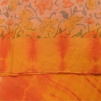 Sanskriti Vintage Sarees Pink & Orange Tie-Dye Pure Crepe Print Sari 5+yd Sustainable Fabric