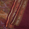 Sanskriti Vintage Sarees Purple Hand Beaded Pure Crepe Printed Sari 5+yd Sustainable Fabric