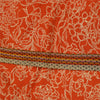 Sanskriti Vintage Sarees Orange Pure Crepe Silk Printed Sari 5+yd Craft Sustainable Fabric