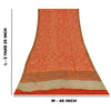 Sanskriti Vintage Sarees Orange Pure Crepe Silk Printed Sari 5+yd Craft Sustainable Fabric