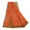 Sanskriti Vintage Sarees Orange Pure Crepe Silk Printed Sari 5+yd Craft Sustainable Fabric