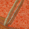 Sanskriti Vintage Sarees Orange Pure Crepe Silk Printed Sari 5+yd Craft Sustainable Fabric