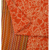 Sanskriti Vintage Sarees Orange Pure Crepe Silk Printed Sari 5+yd Craft Sustainable Fabric
