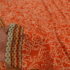 Sanskriti Vintage Sarees Orange Pure Crepe Silk Printed Sari 5+yd Craft Sustainable Fabric