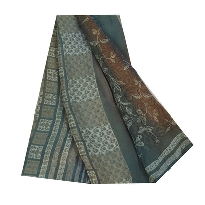 Sanskriti Vintage Sarees Multi Pure Crepe Silk Printed Sari 5+yd Craft Sustainable Fabric