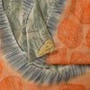 Sanskriti Vintage Sarees Orange & Gray Pure Crepe Printed Sari 5+yd Craft Fabric
