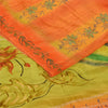 Sanskriti Vintage Sarees Orange Pure Crepe Silk Printed Sari 5+yd Craft Sustainable Fabric