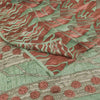 Sanskriti Vintage Sarees Green & Red Crepe Silk Printed Sari 6+yd Craft Fabric