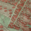 Sanskriti Vintage Sarees Green & Red Crepe Silk Printed Sari 6+yd Craft Fabric
