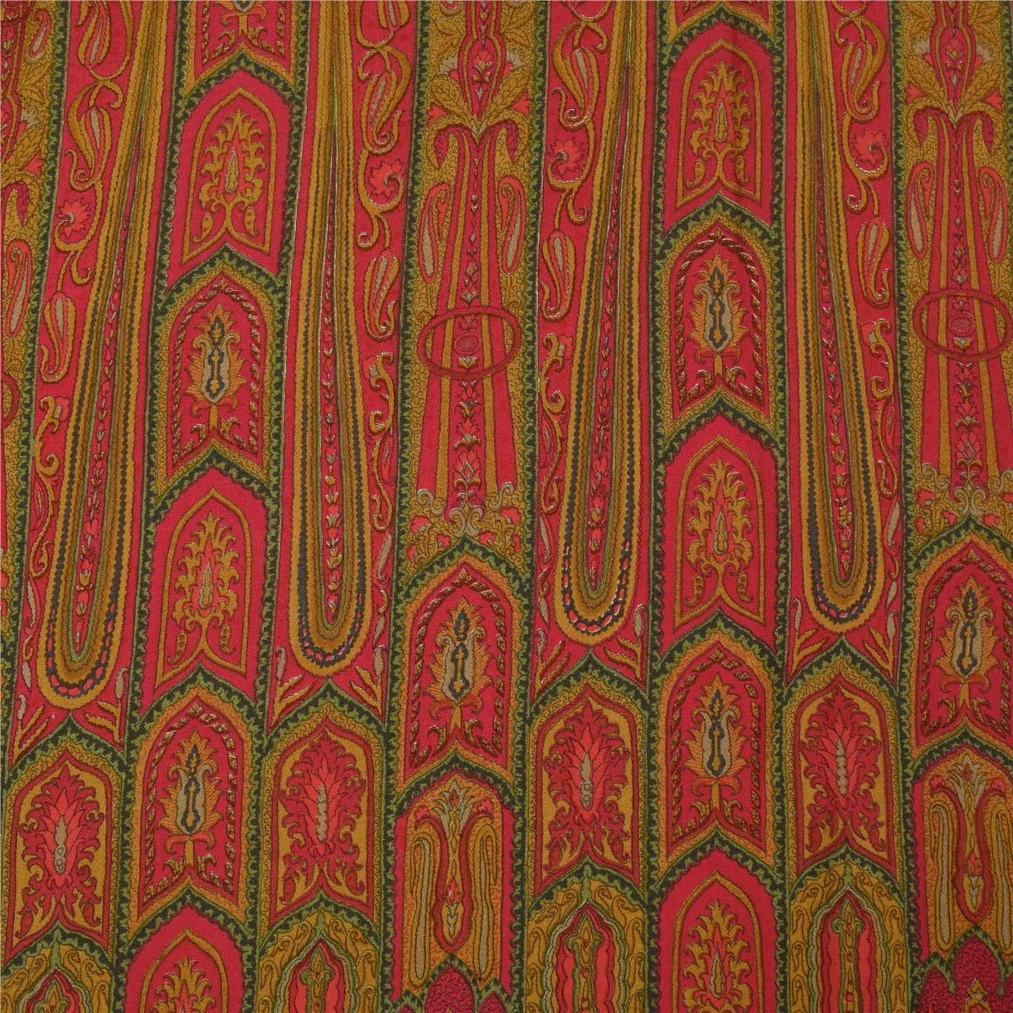 Sanskriti Vintage Sarees Red 100% Pure Crepe Silk Printed Sari 5+yd Craft Fabric