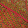 Sanskriti Vintage Sarees Red 100% Pure Crepe Silk Printed Sari 5+yd Craft Fabric