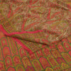 Sanskriti Vintage Sarees Red 100% Pure Crepe Silk Printed Sari 5+yd Craft Fabric