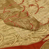 Sanskriti Vintage Sarees Cream Pure Crepe Silk Printed Sari 5+yd Craft Fabric