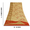 Sanskriti Vintage Sarees Cream Pure Crepe Silk Printed Sari 5+yd Craft Fabric