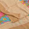Sanskriti Vintage Sarees Peach Pure Crepe Silk Printed Sari 5+yd Craft Fabric