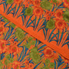 Sanskriti Vintage Sarees Orange Pure Crepe Silk Printed Sari 5+yd Craft Fabric