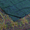 Sanskriti Vintage Sarees Blue & Green Pure Crepe Printed Sari 5+yd Craft Fabric