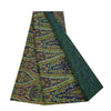 Sanskriti Vintage Sarees Blue & Green Pure Crepe Printed Sari 5+yd Craft Fabric