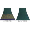 Sanskriti Vintage Sarees Blue & Green Pure Crepe Printed Sari 5+yd Craft Fabric