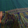 Sanskriti Vintage Sarees Blue & Green Pure Crepe Printed Sari 5+yd Craft Fabric