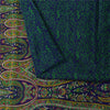 Sanskriti Vintage Sarees Blue & Green Pure Crepe Printed Sari 5+yd Craft Fabric