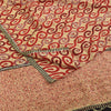 Sanskriti Vintage Sarees Peach & Red Pure Crepe EmbroideryPrint Sari 5+yd Fabric
