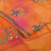 Sanskriti Vintage Sarees Orange Pure Crepe Silk Printed Sari 5+yd Craft Fabric