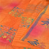Sanskriti Vintage Sarees Orange Pure Crepe Silk Printed Sari 5+yd Craft Fabric