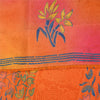 Sanskriti Vintage Sarees Orange Pure Crepe Silk Printed Sari 5+yd Craft Fabric