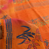 Sanskriti Vintage Sarees Orange Pure Crepe Silk Printed Sari 5+yd Craft Fabric