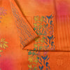 Sanskriti Vintage Sarees Orange Pure Crepe Silk Printed Sari 5+yd Craft Fabric