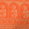 Sanskriti Vintage Sarees Orange Pure Crepe Silk Printed Sari 5+yd Craft Fabric