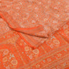 Sanskriti Vintage Sarees Orange Pure Crepe Silk Printed Sari 5+yd Craft Fabric