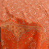 Sanskriti Vintage Sarees Orange Pure Crepe Silk Printed Sari 5+yd Craft Fabric