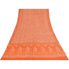 Sanskriti Vintage Sarees Orange Pure Crepe Silk Printed Sari 5+yd Craft Fabric