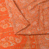 Sanskriti Vintage Sarees Orange Pure Crepe Silk Printed Sari 5+yd Craft Fabric