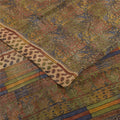Sanskriti Vintage Sarees Pure Crepe Silk Hand Block Printed Sari 5+yd Fabric