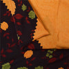 Sanskriti Vintage Sarees Yellow Pure Crepe Silk Printed Sari 5+yd Craft Fabric